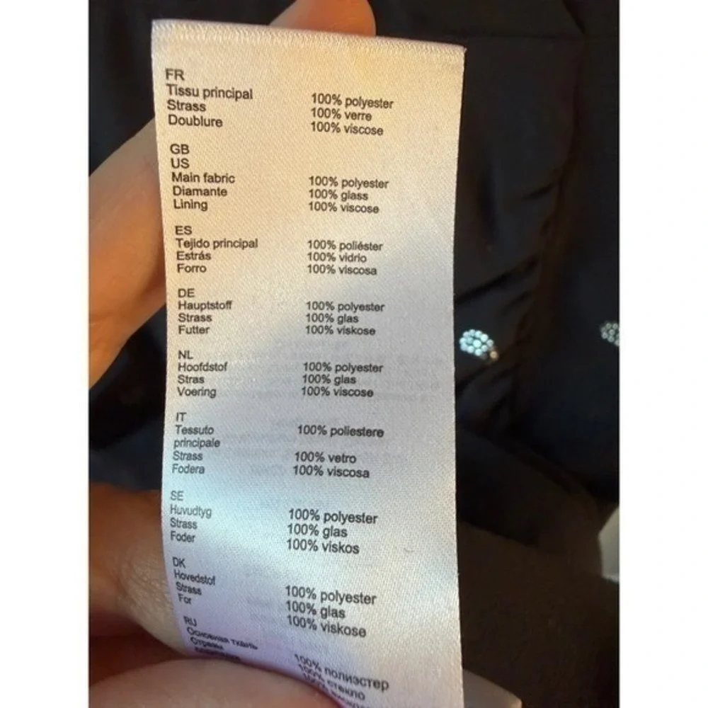 Maje Black Rhinestone Paisley Wrap Mini Dress Long Sleeve V-Neck Size 36 US 4 - Picture 5 of 7